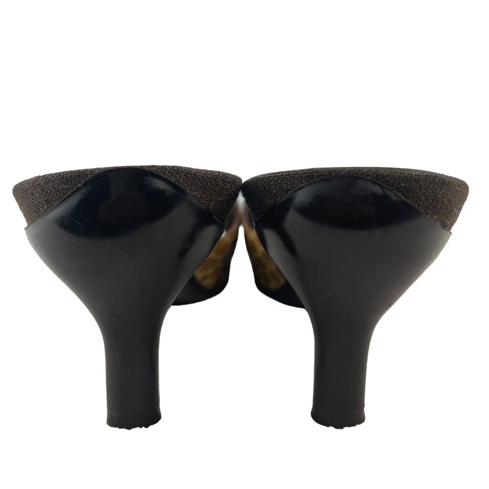 SALVATORE FERRAGAMO Crocodile Print Brown Leather Open Toe Kitten Heel Size 9 - Picture 3 of 13